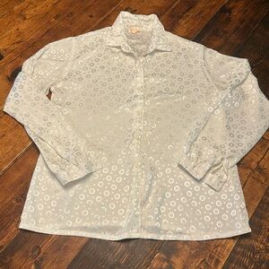 Vintage 90’s Silk Bubble Detail Button Down Long Sleeved Shirt size medium